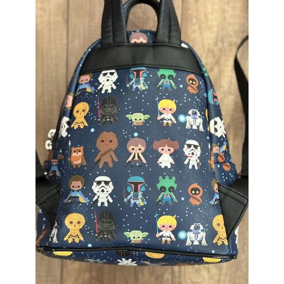 Disney Parks Loungefly Star Wars Chibi Character Print Mini Backpack‎ Purse EUC - Picture 8 of 16